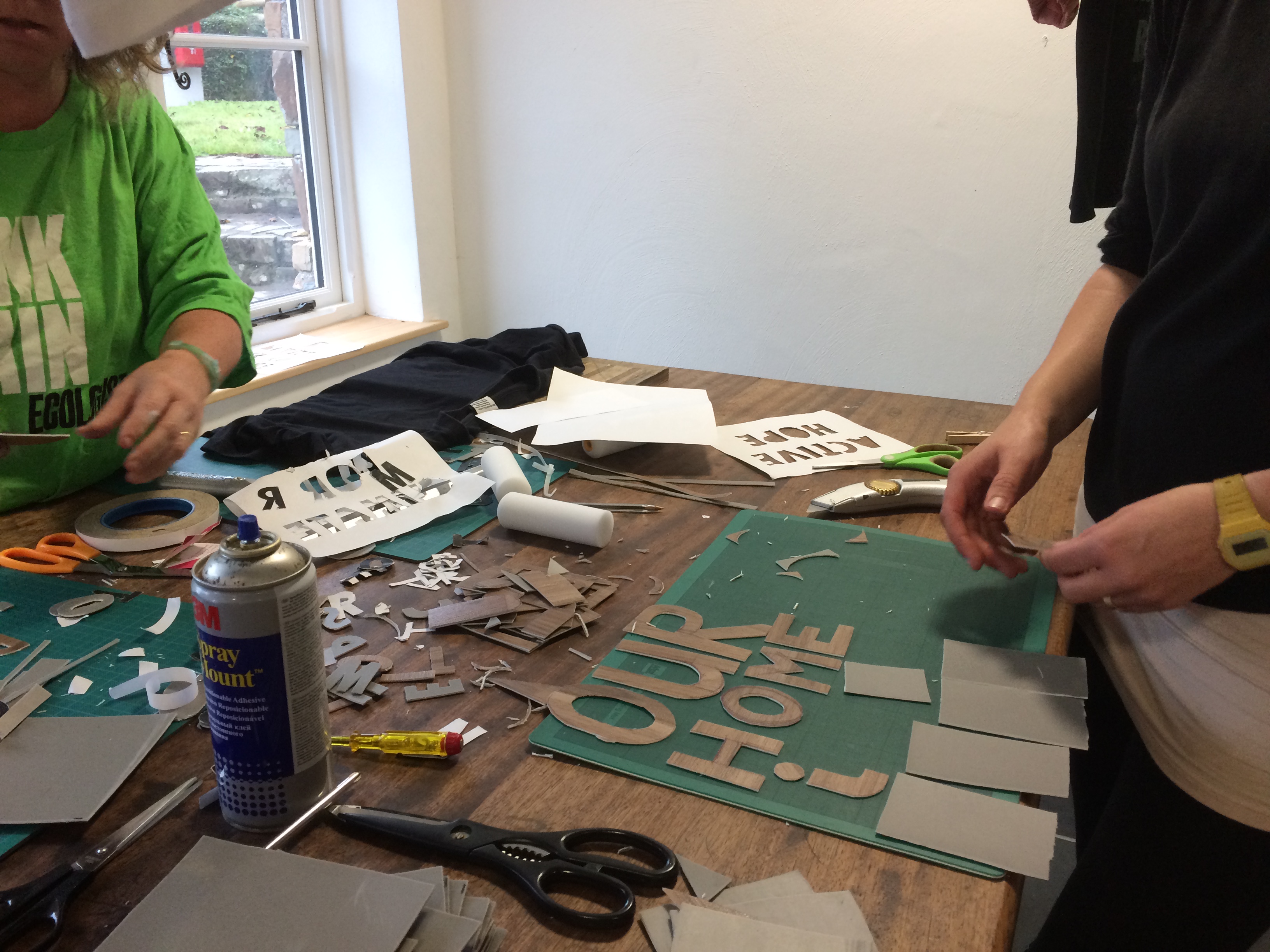 Connect with us header image showing a craft related scene and the words 'Óur Home' cut out of cardboard